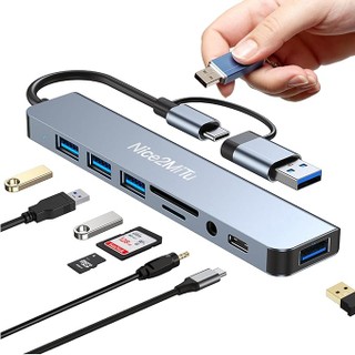 8-in-1 USB-A & USB-C Hub with 4 USB 3.0 and USB 2.0 Ports